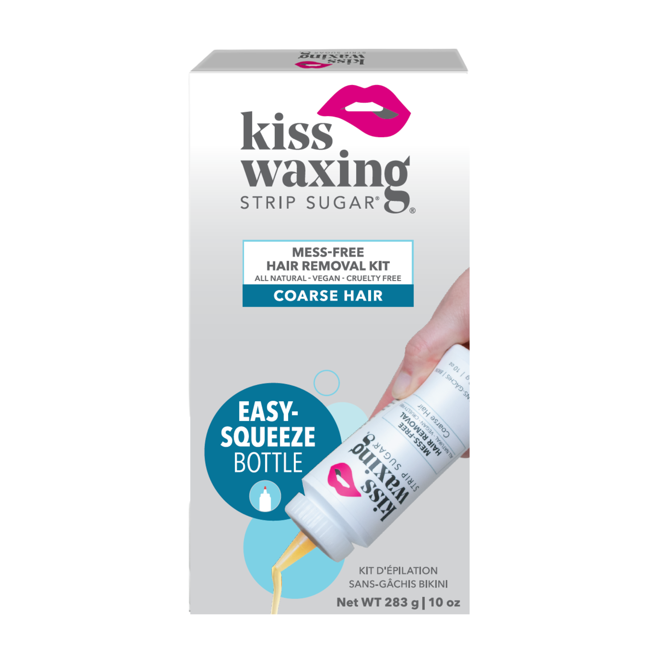 Kiss Waxing Strip Sugar basic coarse hair removal kit packaging on a white background