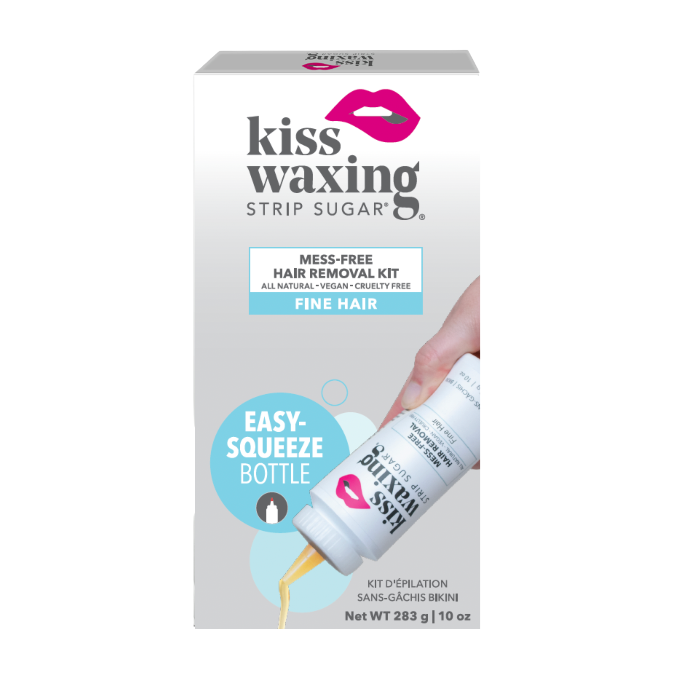 Kiss Waxing Strip Sugar fine hair basic kit packaging on a white background