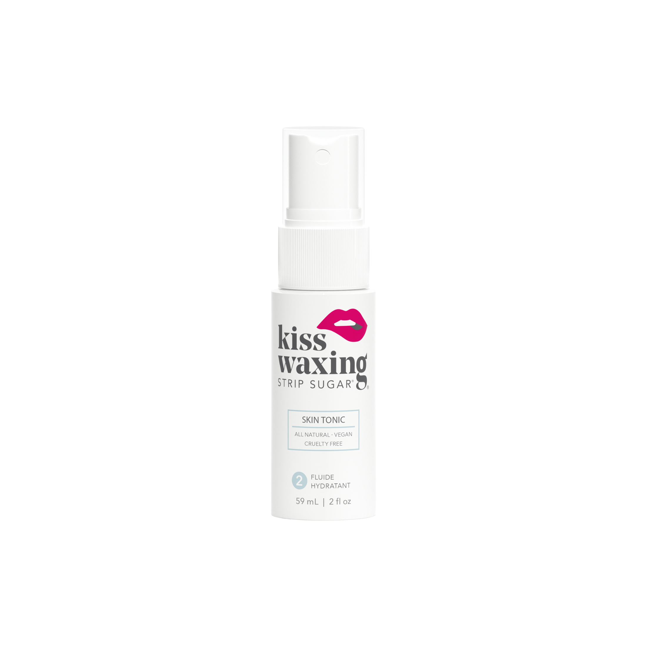 Kiss Waxing skin tonic bottle on a white background